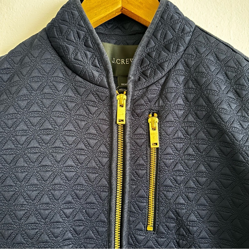 J. Crew Navy Quilted Short Sleeve Blazer - Picture 2 of 9